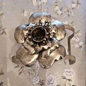 Silver Floral Cuff Bracelet